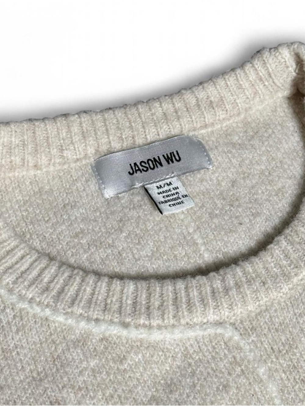 Jason Wu Cream Bouclé Knit Sweater Women’s Soft Minimalist Cozy Top Medium - Picture 5 of 7